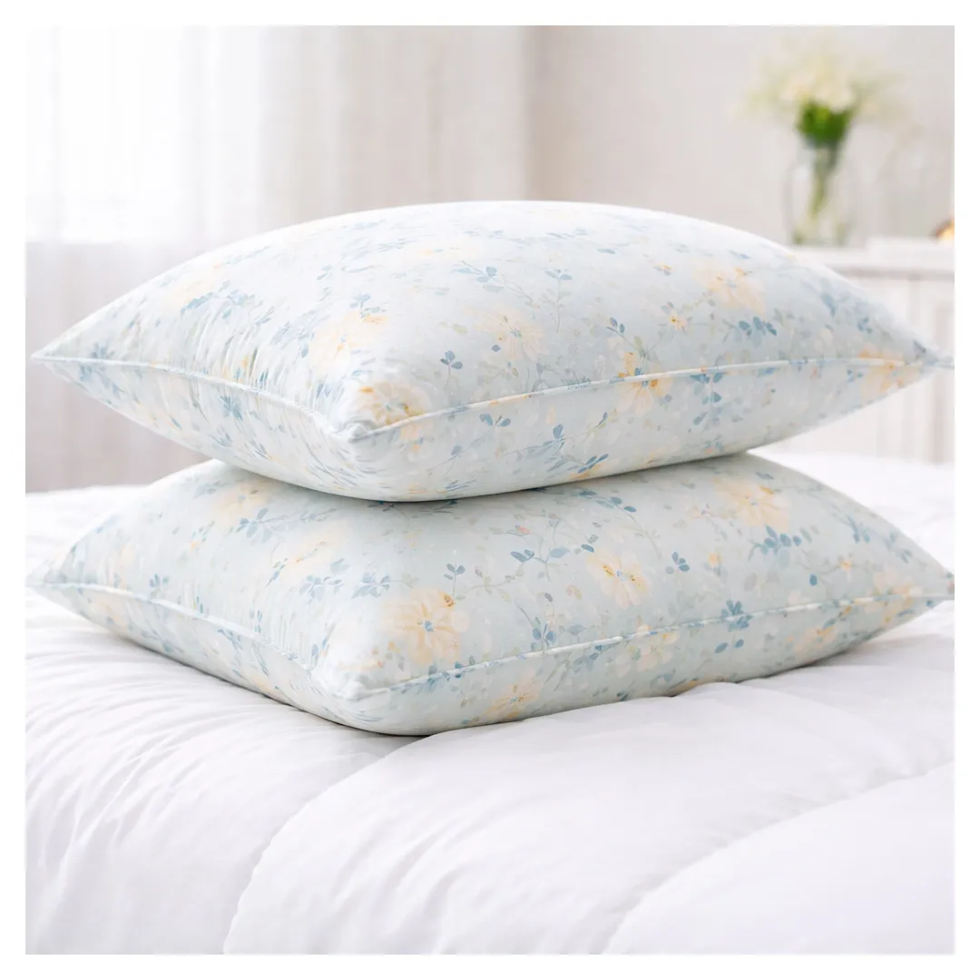 2 oreillers en fibre fleurie