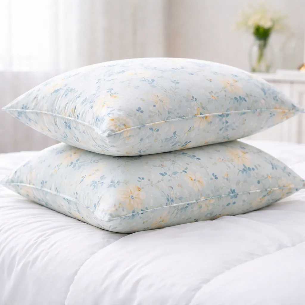 2 oreillers en fibre fleurie