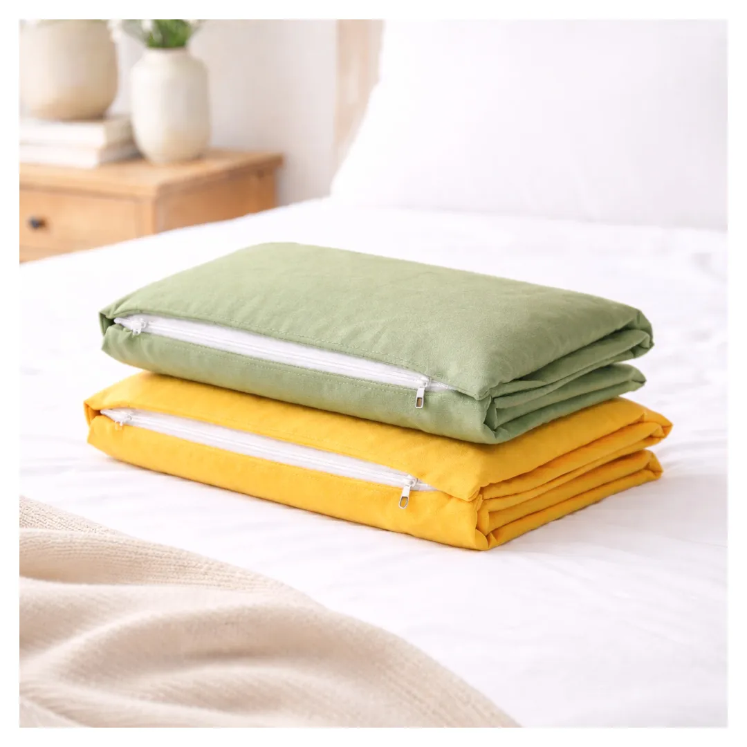 2 Taies d’Oreillers en Coton – Couleur Unie