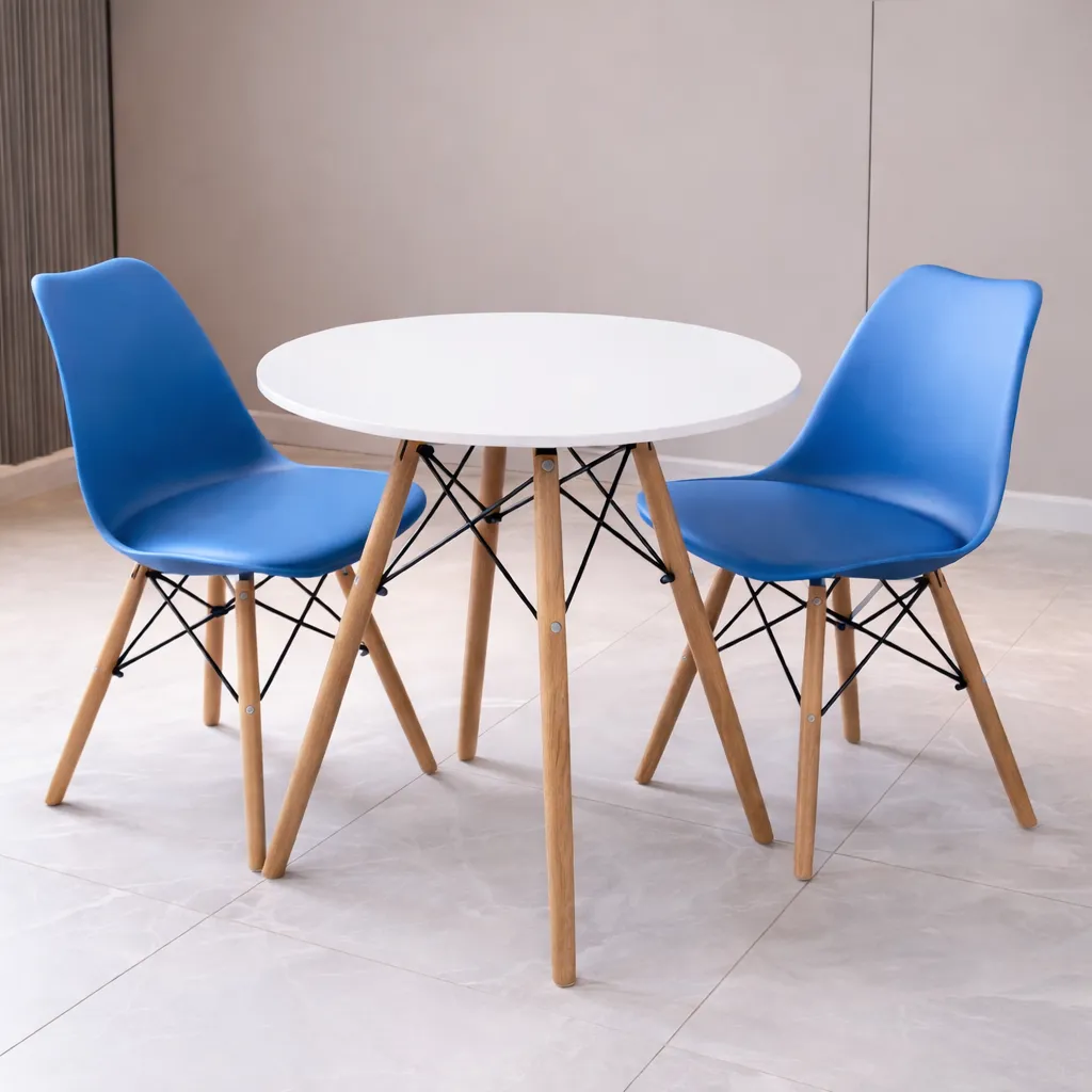 Ensemble Salle à Manger Scandinave – Table Ronde Moderne avec 02 Chaises Design