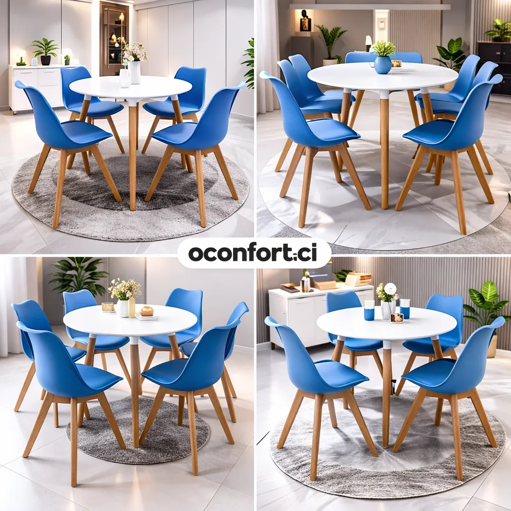 Ensemble Salle à Manger Scandinave – Table Ronde Moderne avec 02 Chaises Design