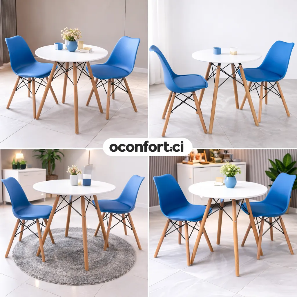 Ensemble Salle à Manger Scandinave – Table Ronde Moderne avec 02 Chaises Design