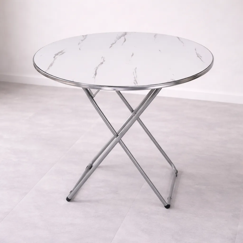 Table Ronde Pliante Effet Marbre – Table Pliable 70cm/70cm