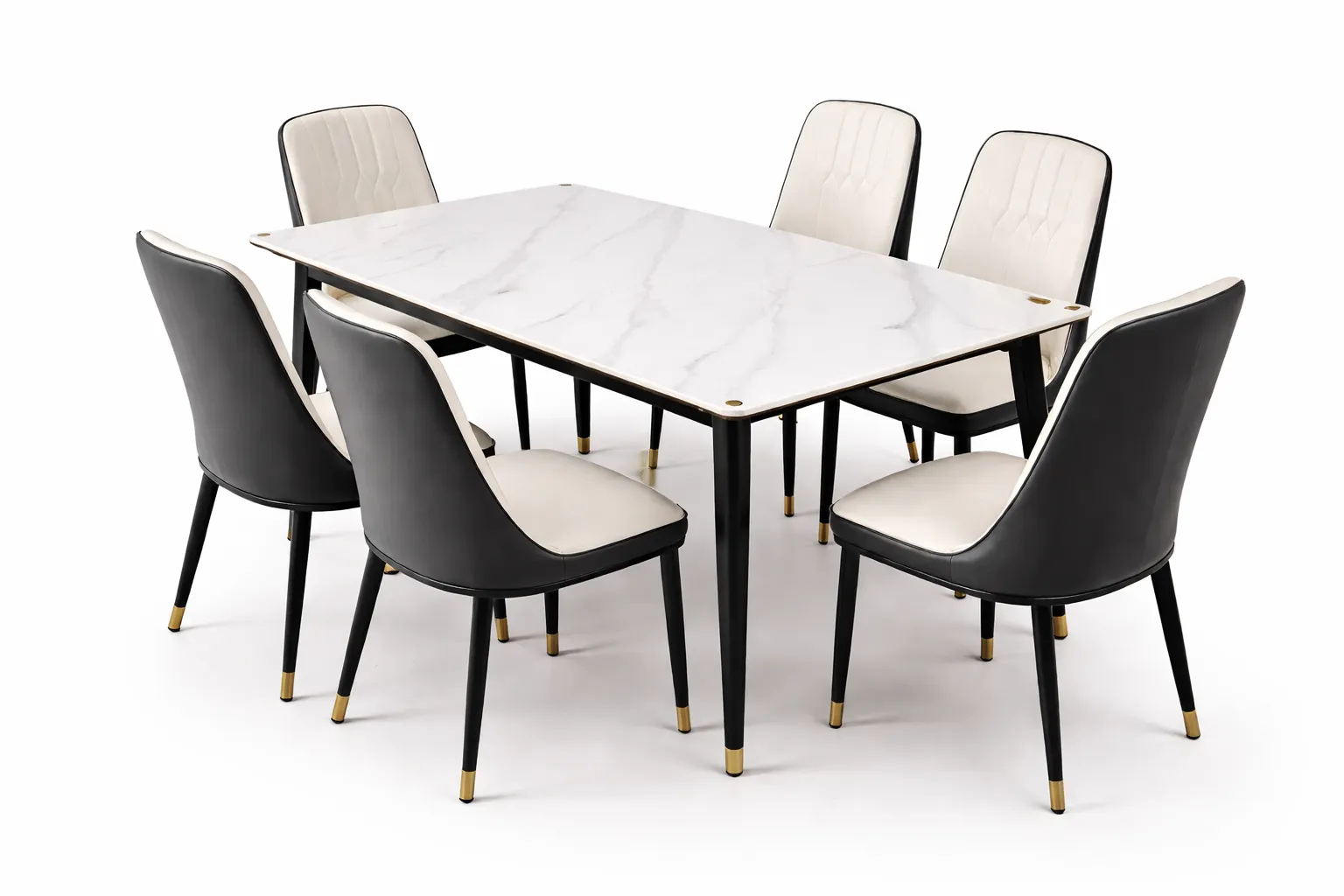 Table à Manger en marbre Moderne – Table Effet Marbre avec des Chaises Design