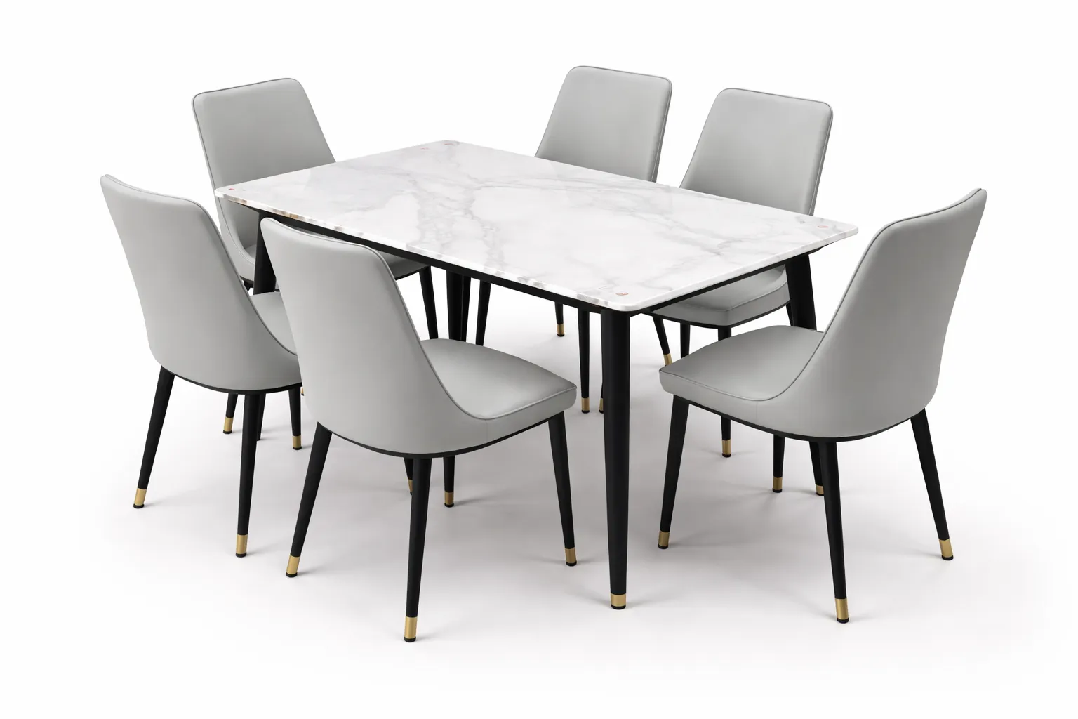 Table à Manger en marbre – Table Marbre avec des Chaises Rembourrées