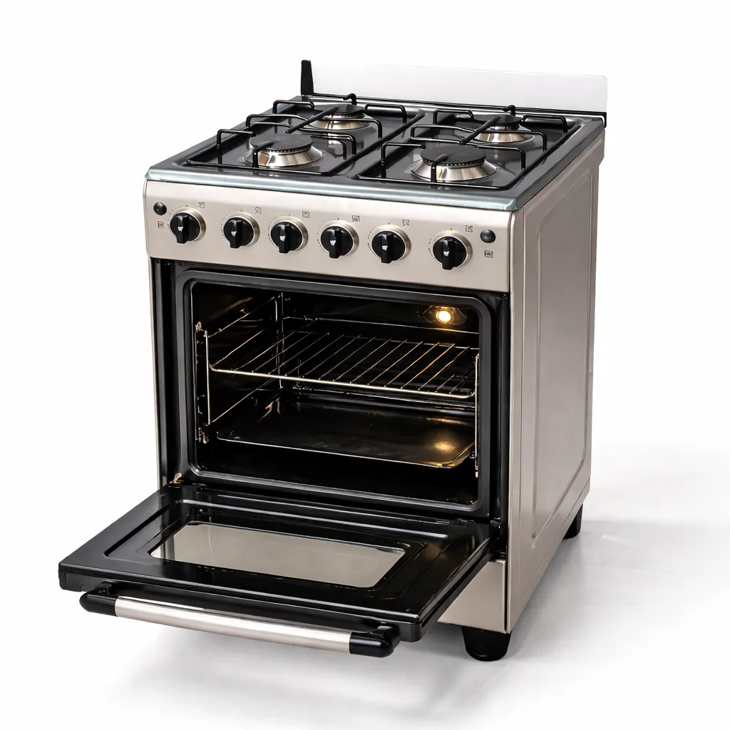 Gazinière Full Option 4 Feux – Double Four – Tout Inox 50x50x81 cm