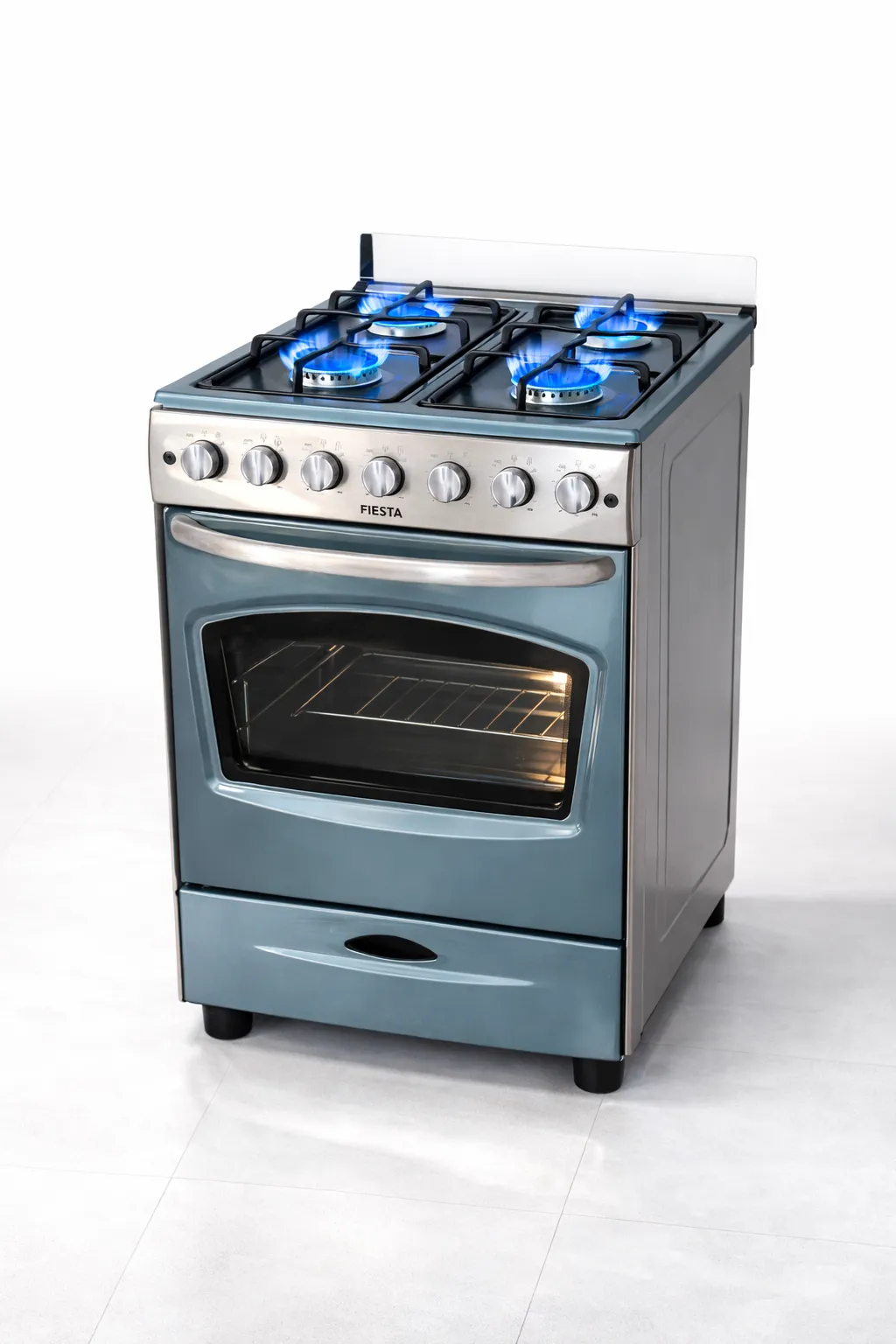 Gazinière Inox Full Option 60x60 – 4 Feux  & 2 fours – Avec Rôtisseur