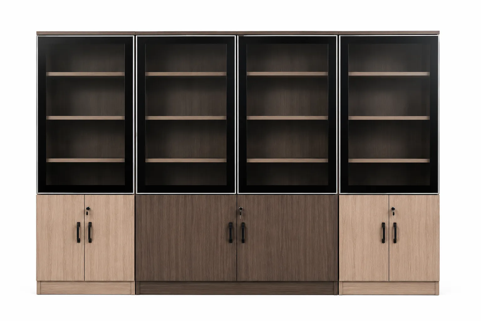 Armoire de Rangement en Bois avec 2 Portes Vitrées pour bureau ou salon