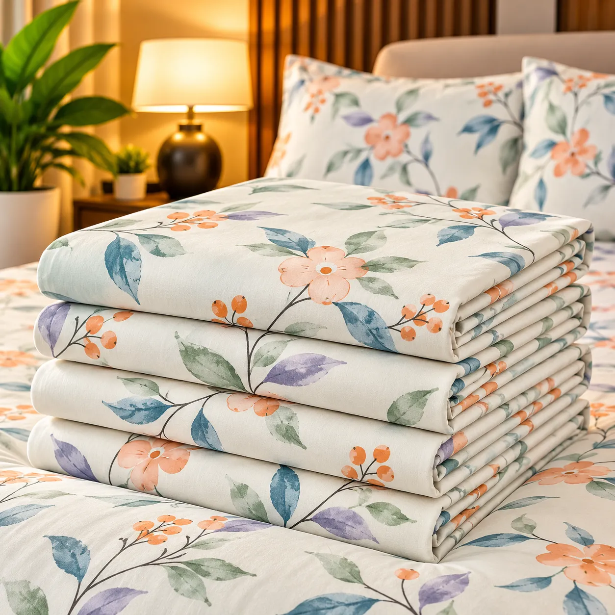 Ensemble Draps + Taies Floral Pastel – Élégance Premium